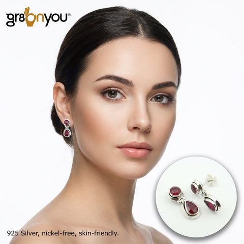 Thoughtful Jewellery Gift | Real RUBY Sterling Silver Earrings | Safe to Wear