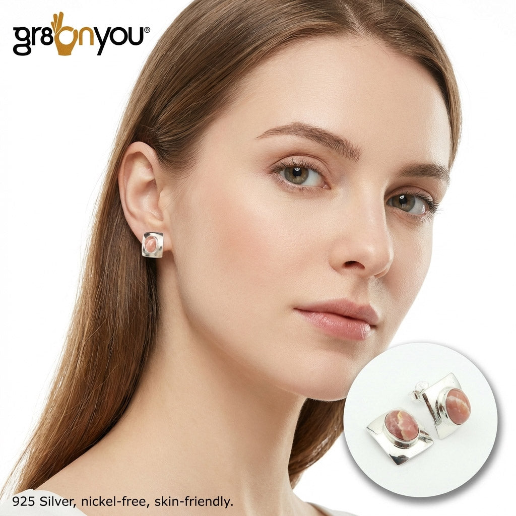 Festival Gift Pack | Ethically Sourced RHODOCHROSITE Hallmarked Silver Earrings