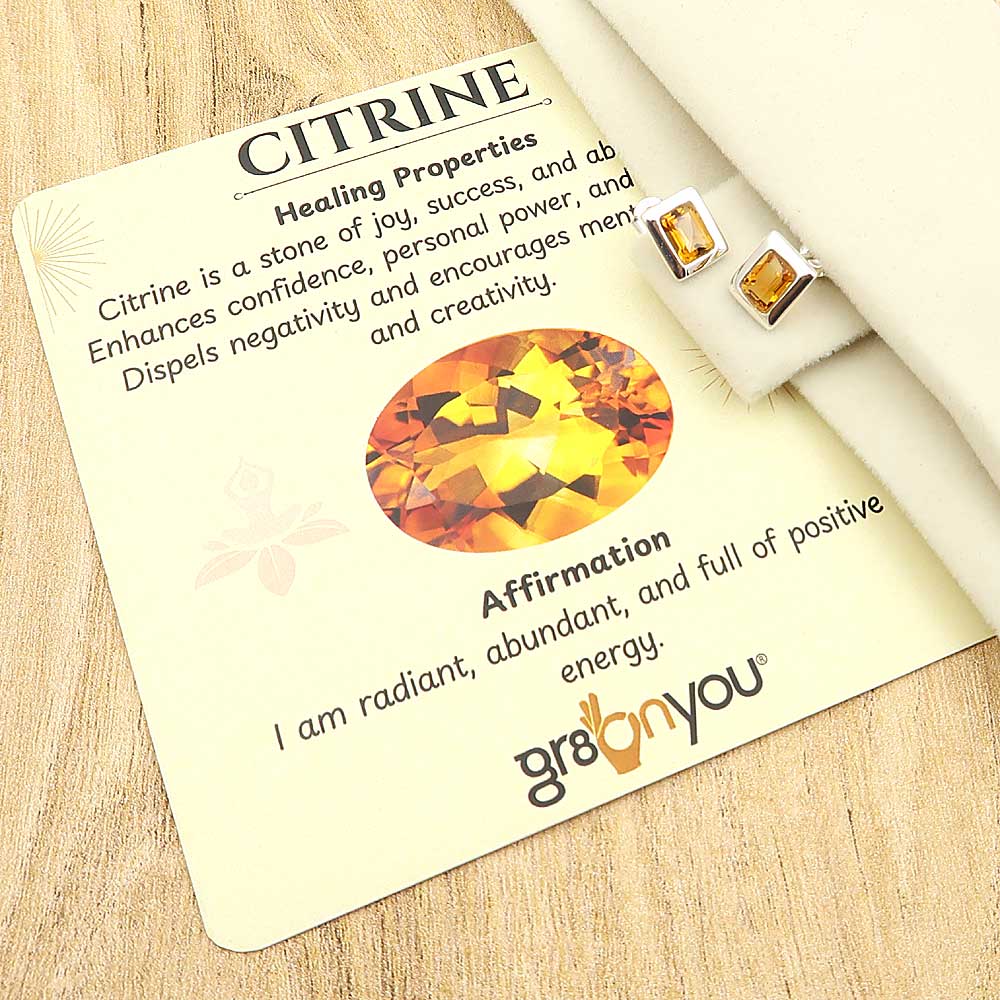 Wrapped with Love | Earth-Mined Citrine Premium 925 Silver Earrings | Christmas Gifts