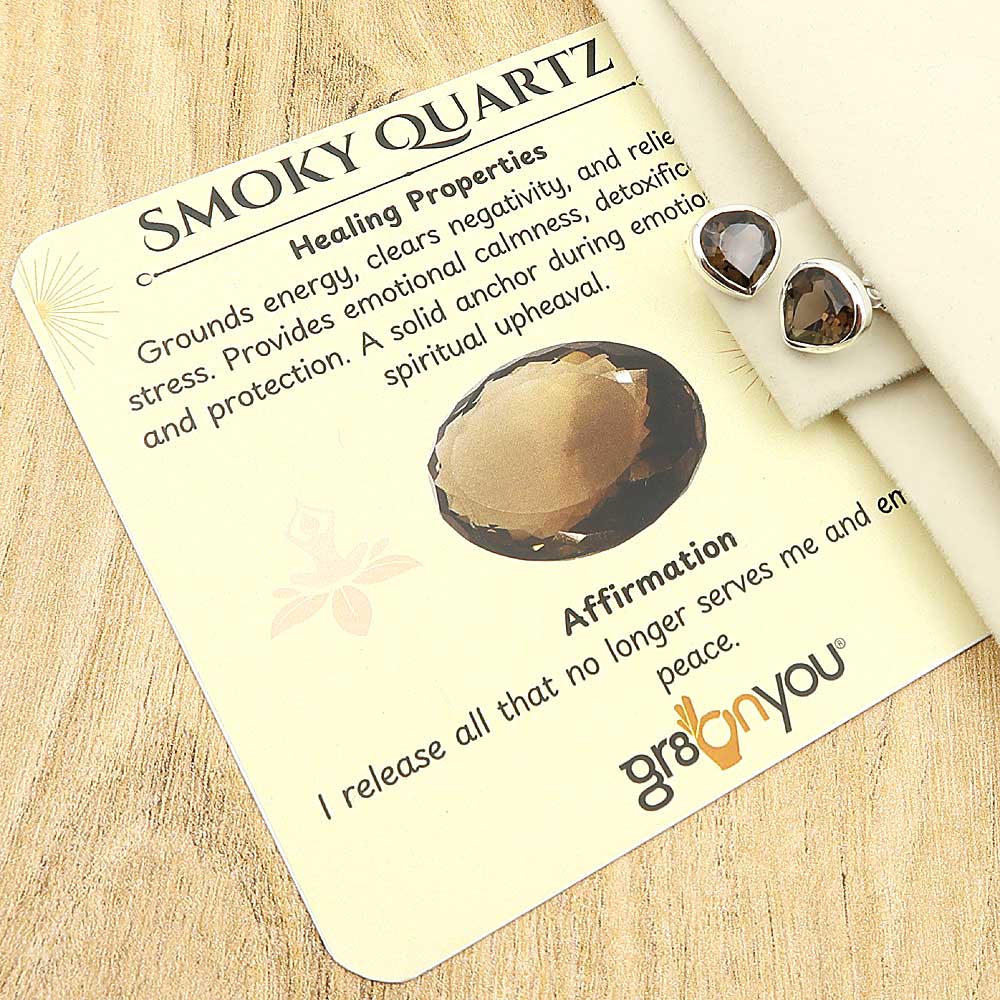 Jewellery for Gifting Purpose | Premium Quality Smoky Quartz Authentic 925 Silver Earrings