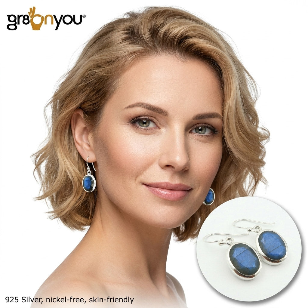 Kostenlose elegante Verpackung | Hochwertige LABRADORIT-Ohrringe aus echtem 925er Silber im Trend