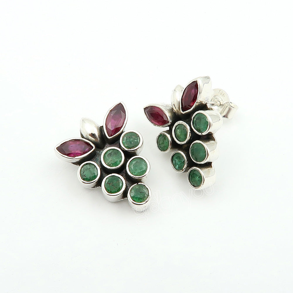 Premium Gift Packaging | Secure Mounted Ruby, Emerald 925 Sold Silver Jewellery Set