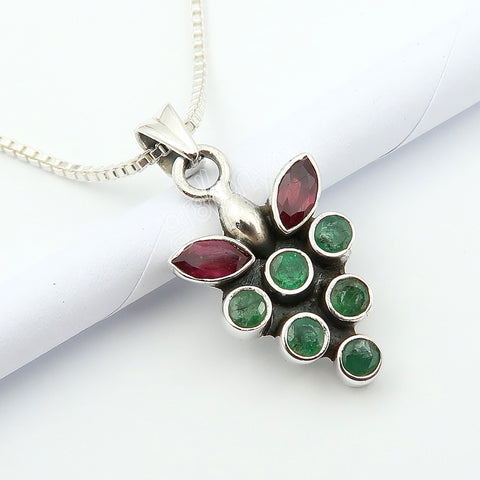 Premium Gift Packaging | Secure Mounted Ruby, Emerald 925 Sold Silver Jewellery Set