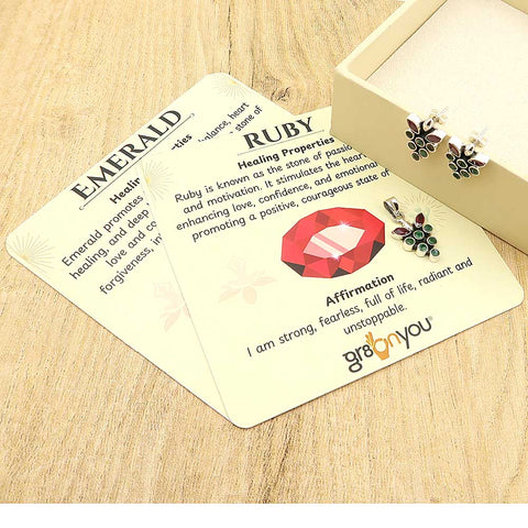 Premium Gift Packaging | Secure Mounted Ruby, Emerald 925 Sold Silver Jewellery Set