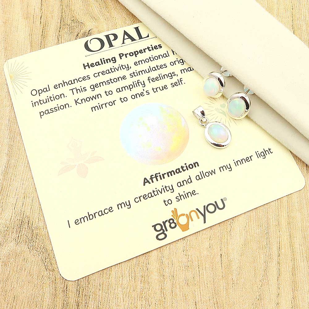 Wrapped for Gifting | Natural Ethiopian Opal 925 Silver Jewellery Set | Sustainable Materials