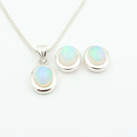 Wrapped for Gifting | Natural Ethiopian Opal 925 Silver Jewellery Set | Sustainable Materials