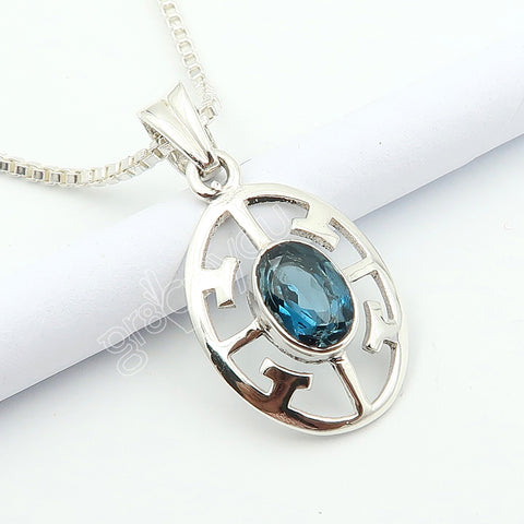 Sterling Silver Genuine London Blue Topaz Jewellery Set | Gift Boxed for Anniversary