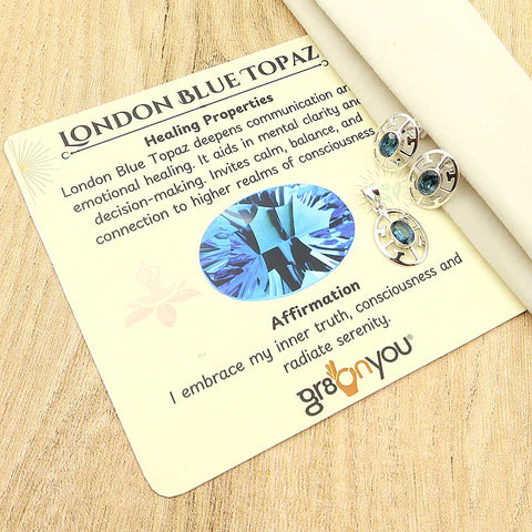 Sterling Silver Genuine London Blue Topaz Jewellery Set | Gift Boxed for Anniversary