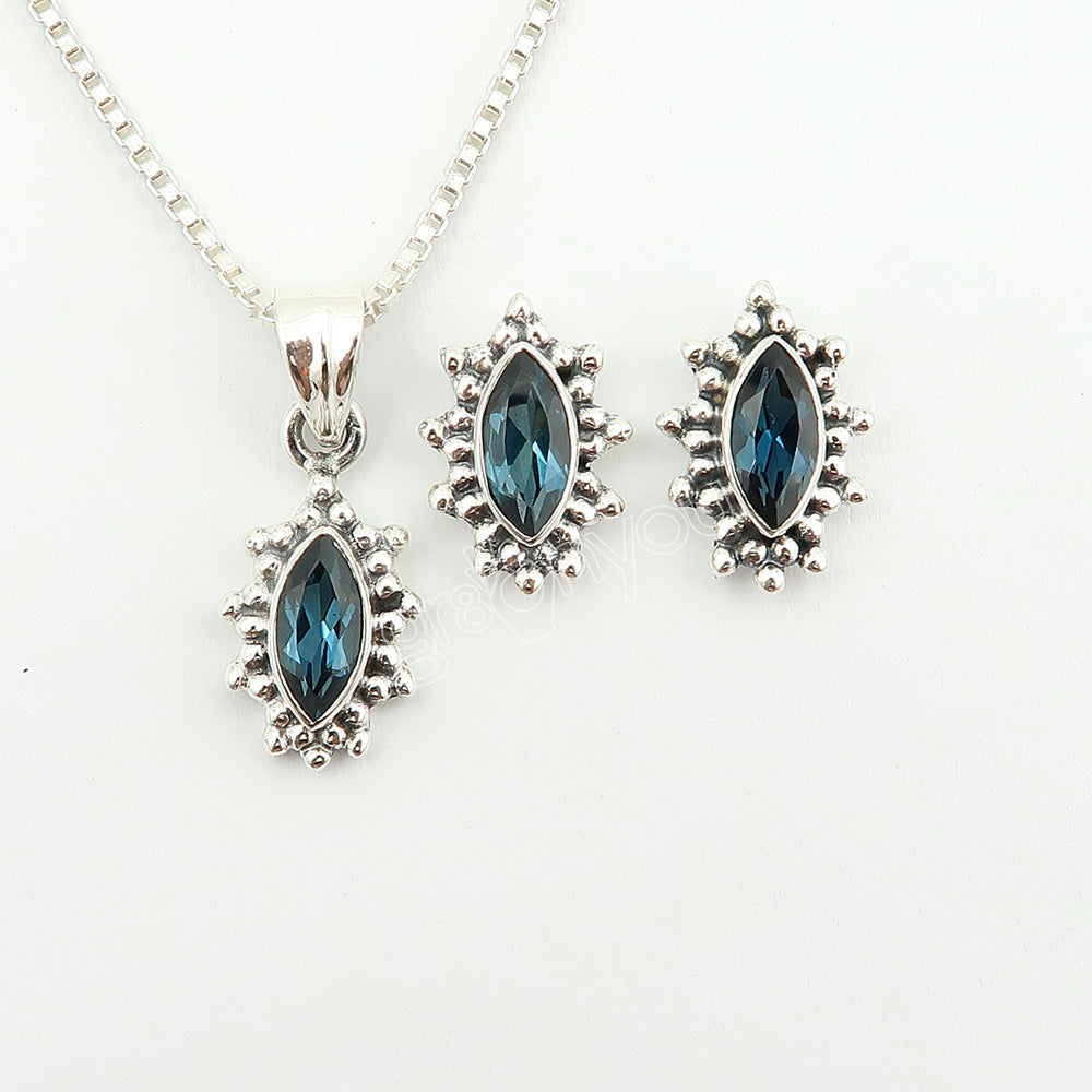 Fine Silver Authentic London Blue Topaz Jewellery Set | Complete the Look
