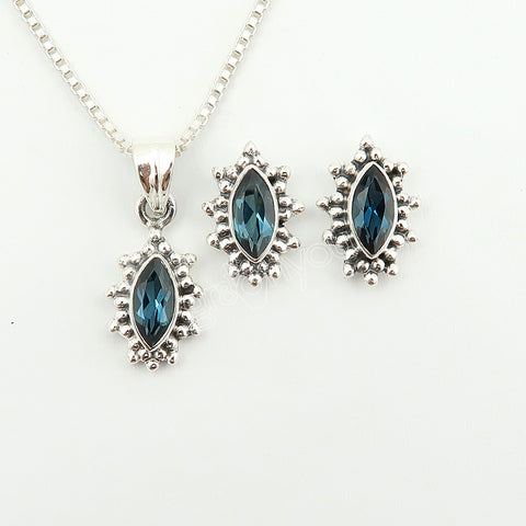 Fine Silver Authentic London Blue Topaz Jewellery Set | Complete the Look