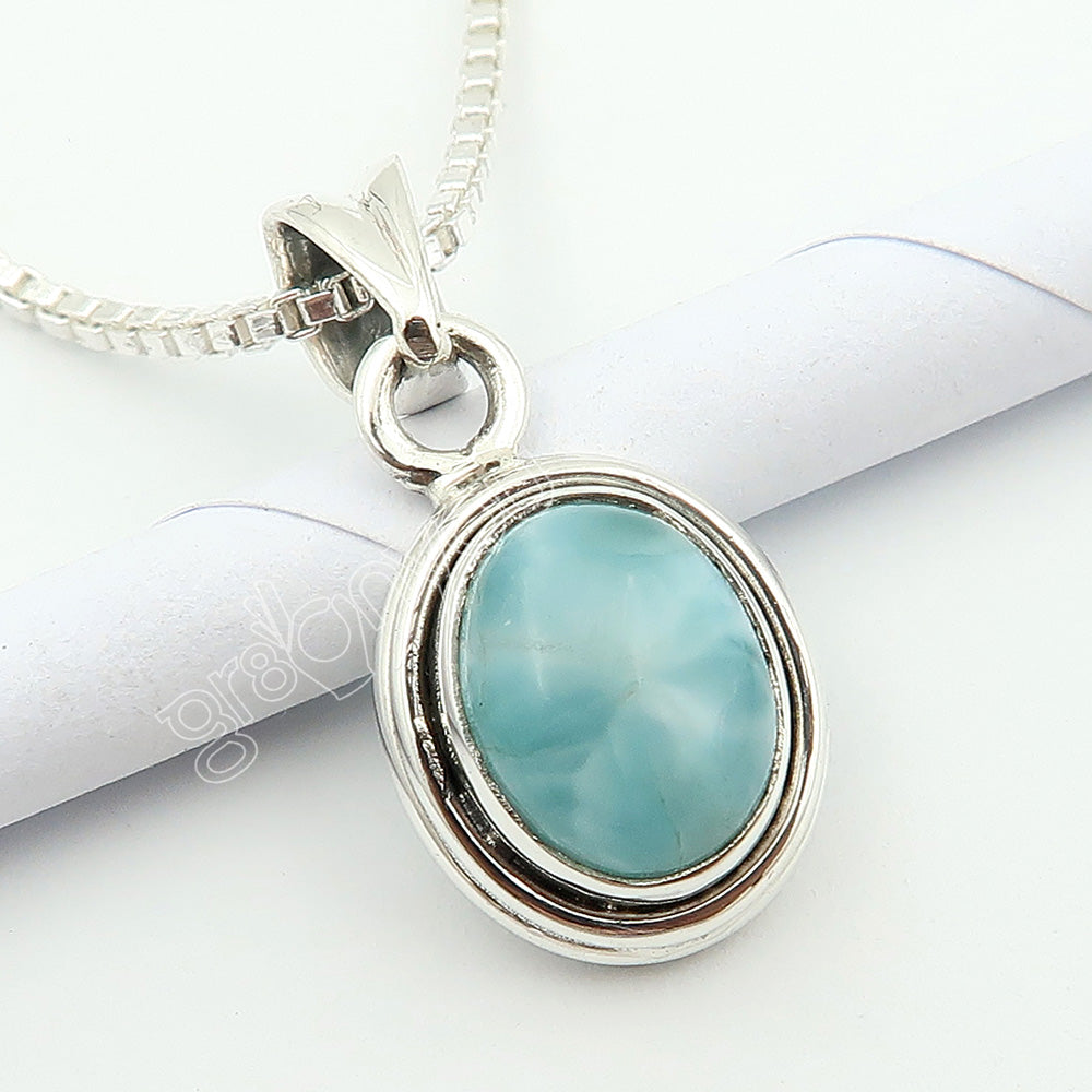 Pure Silver Real Larimar Set | Premium Handmade Jewellery with Certificate