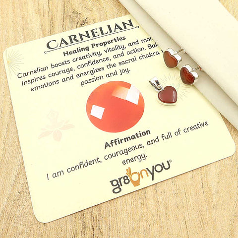 Spring Refresh | Solid Silver Rare Carnelian Heart Jewellery Set | Bestseller of the Month