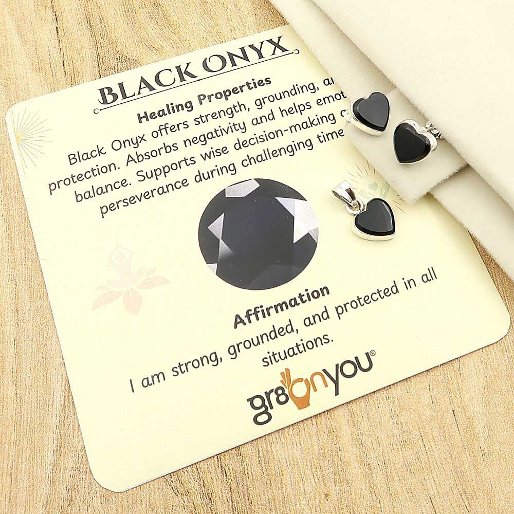 Hallmarked Silver Super Quality Black Onyx Love Jewellery Set | Trending Worldwide