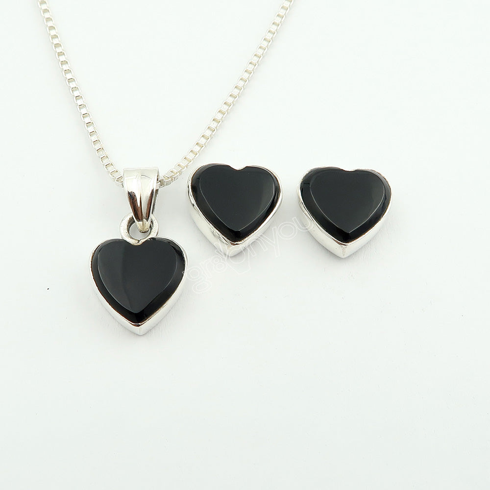 Hallmarked Silver Super Quality Black Onyx Love Jewellery Set | Trending Worldwide