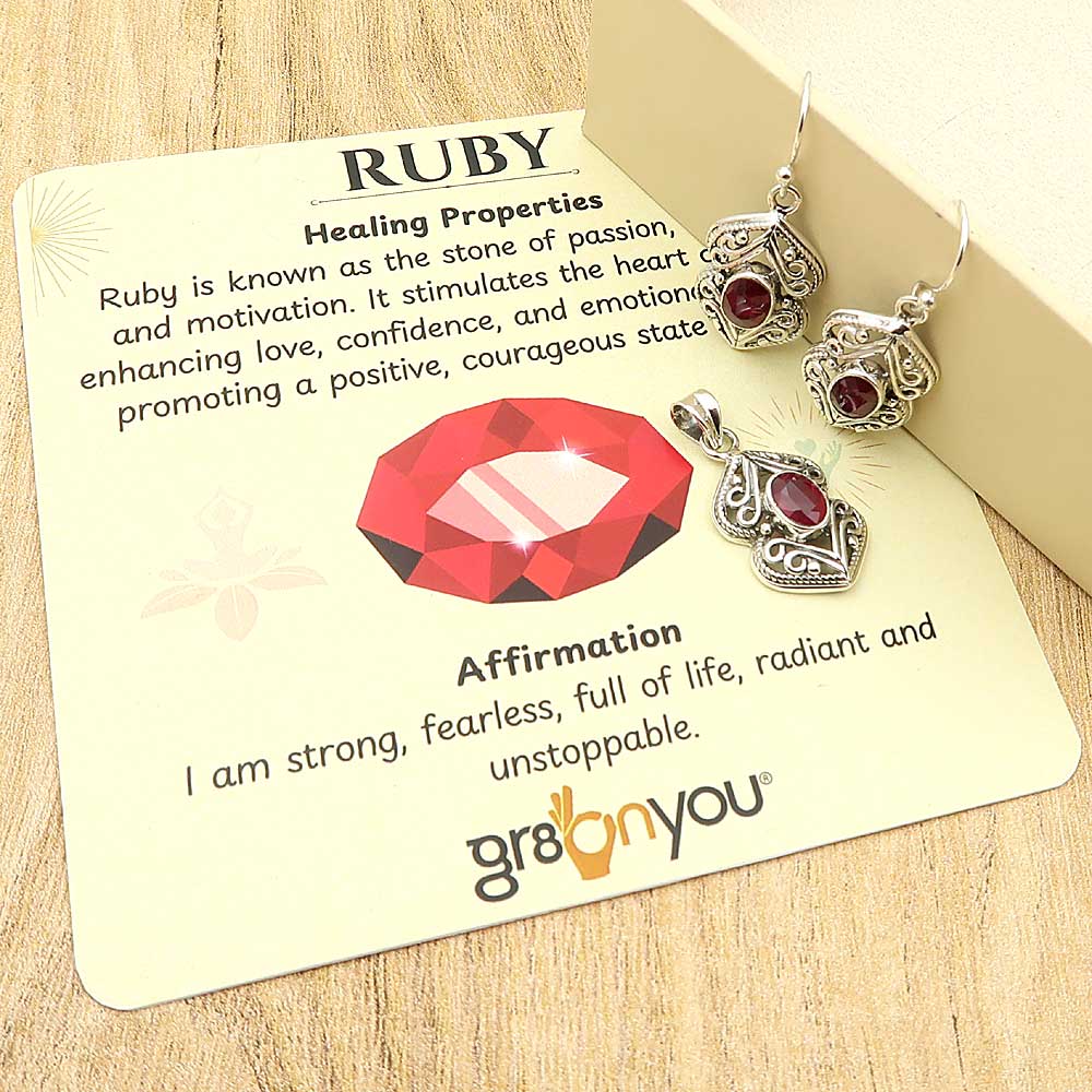 Premium 925 Silver AAA Grade Ruby July Birthstone Jewellery Set | Now with Free Gift
