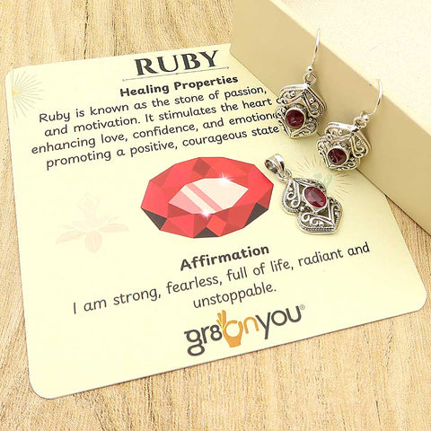 Premium 925 Silver AAA Grade Ruby July Birthstone Jewellery Set | Now with Free Gift
