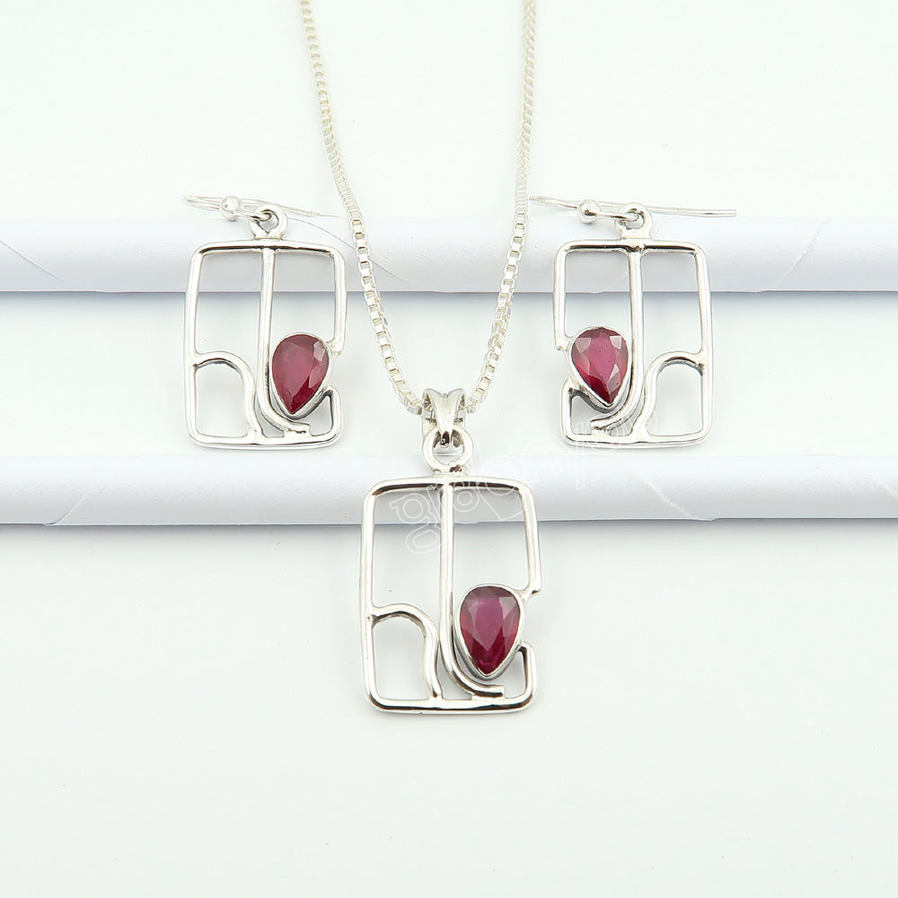 Authentic 925 Silver Ethically Sourced Ruby Jewellery Set | Holiday Gifting Premium Launch