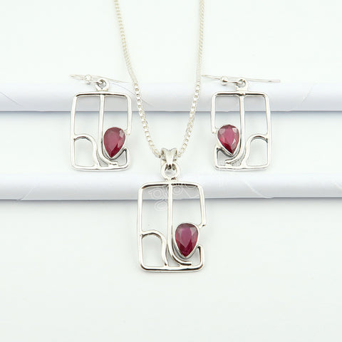 Authentic 925 Silver Ethically Sourced Ruby Jewellery Set | Holiday Gifting Premium Launch