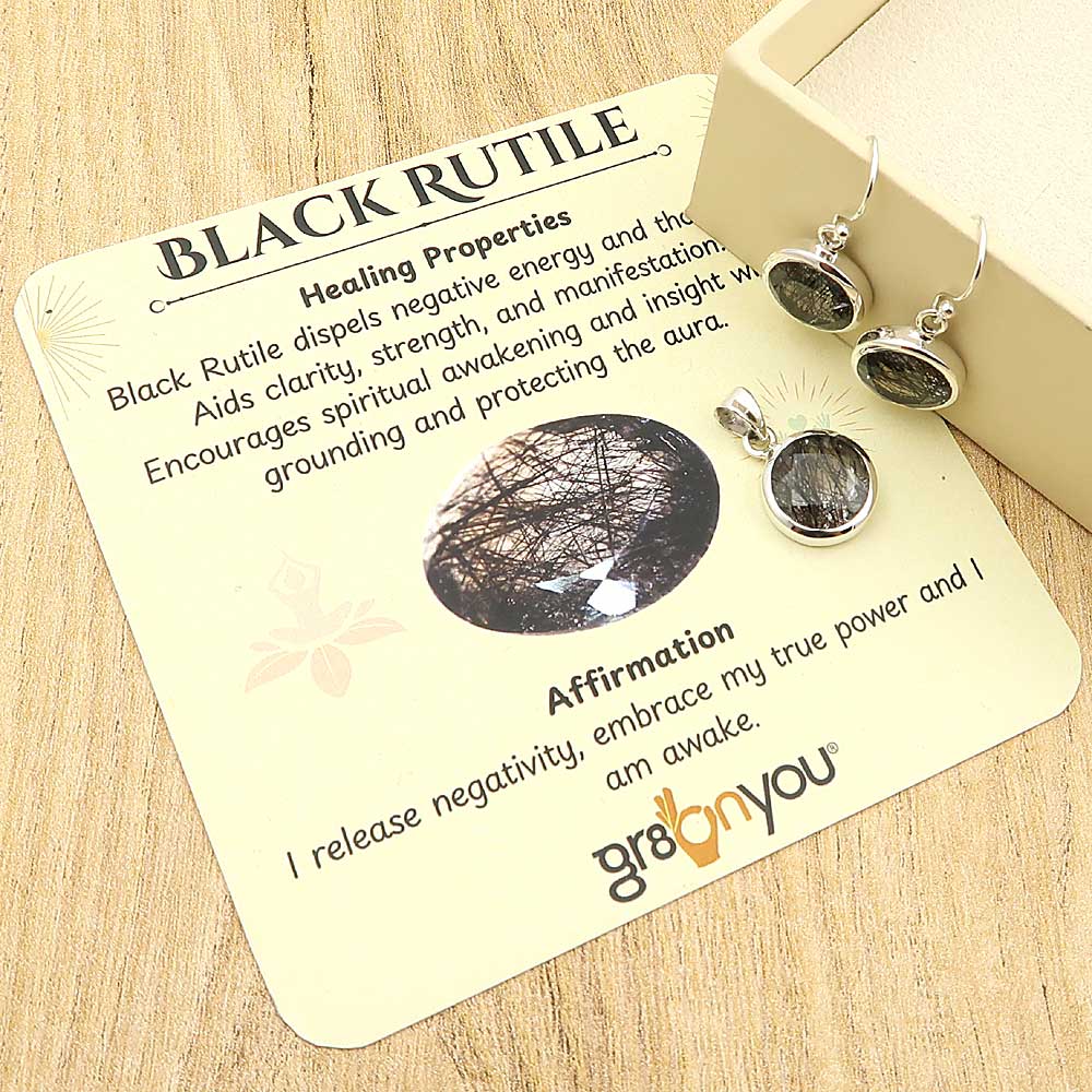 Real 925 Silver Earth-Mined Black Rutile Jewellery Set | Festival Ready Year-Round Glamour