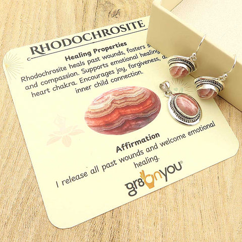 925 Sold Silver Premium Quality Rhodochrosite Jewellery Set | Must-Have Gift Idea