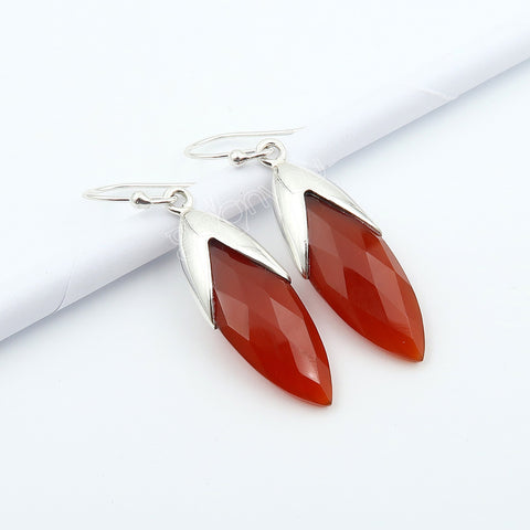 Natural Carnelian Gem Fine Silver Earrings-Pendant Set | Exclusive Artisan Drop