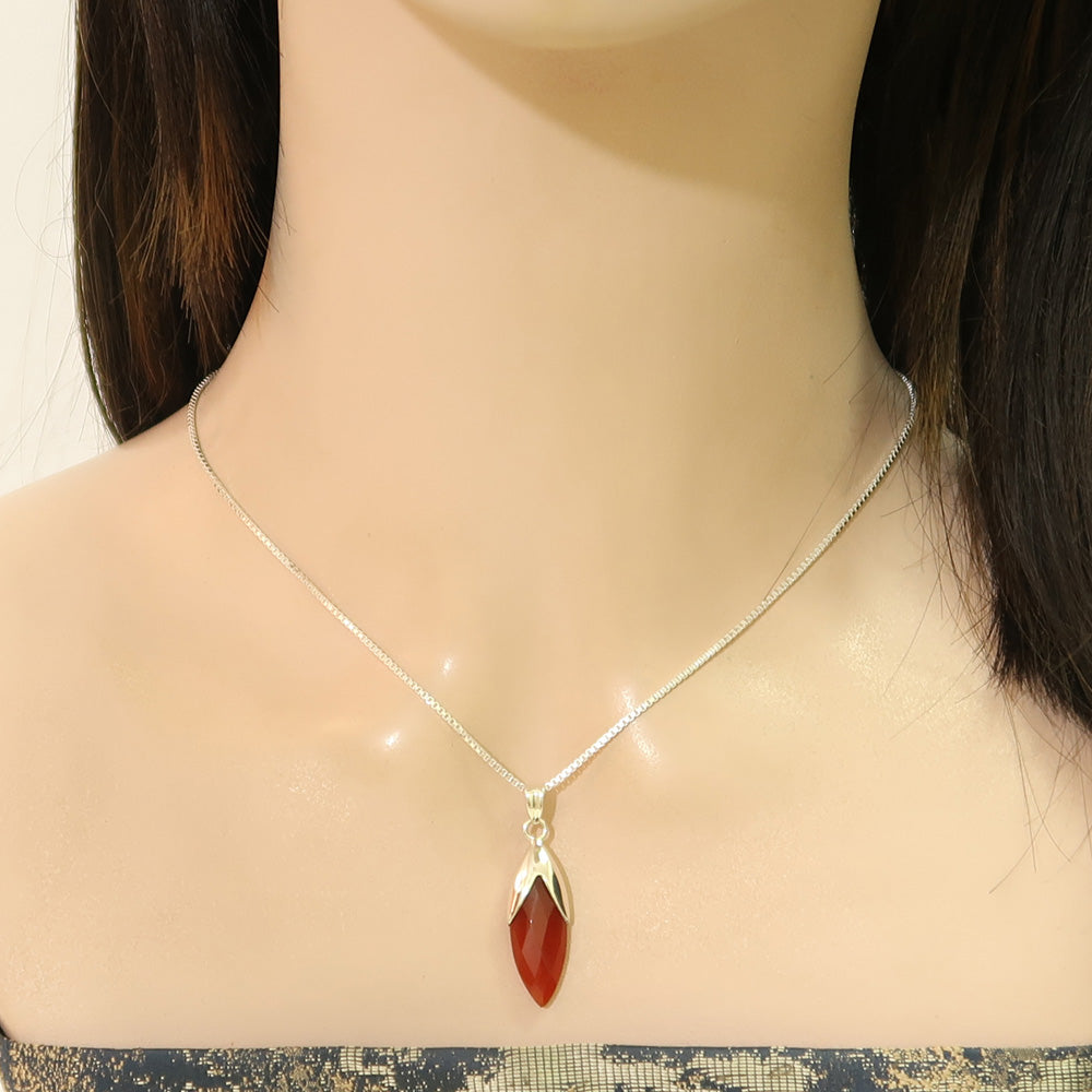 Natural Carnelian Gem Fine Silver Earrings-Pendant Set | Exclusive Artisan Drop