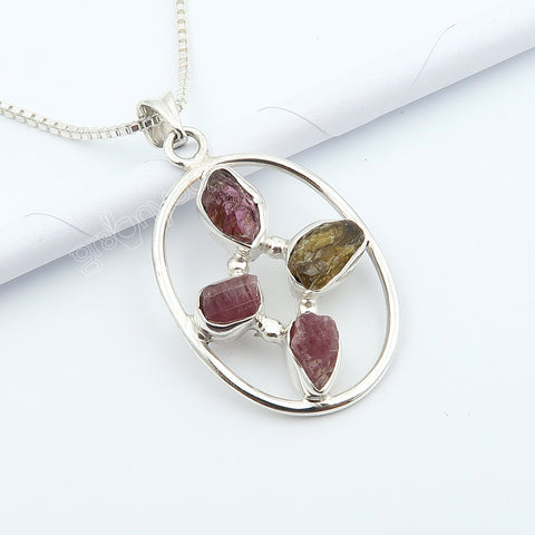 Genuine Mix Tourmaline Pure Silver Jewellery Set | For Collectors of Fine Jewellery