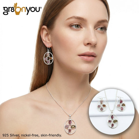 Schmuckset aus echtem TURMALIN-MIX aus reinem Silber | Für Sammler von edlem Schmuck