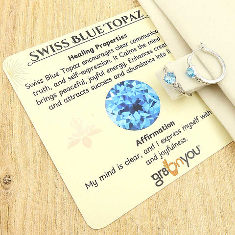 Authentic Blue Topaz Solid Silver Ethnic Hoop Earrings | Jewellery for Everyday Queen