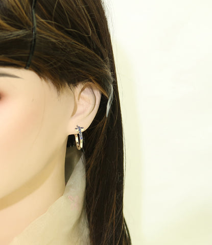 Real Sapphire Hallmarked Silver Cross Hoops Earrings | Ideal for Frequent Travelers