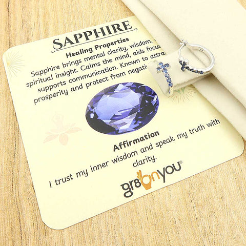 Real Sapphire Hallmarked Silver Cross Hoops Earrings | Ideal for Frequent Travelers