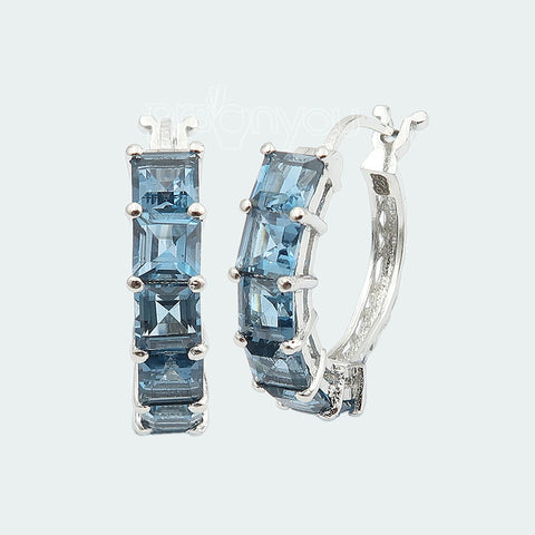 Rare London Blue Topaz 925 Silver Bold Statement Hoop Earrings | Tested by Experts