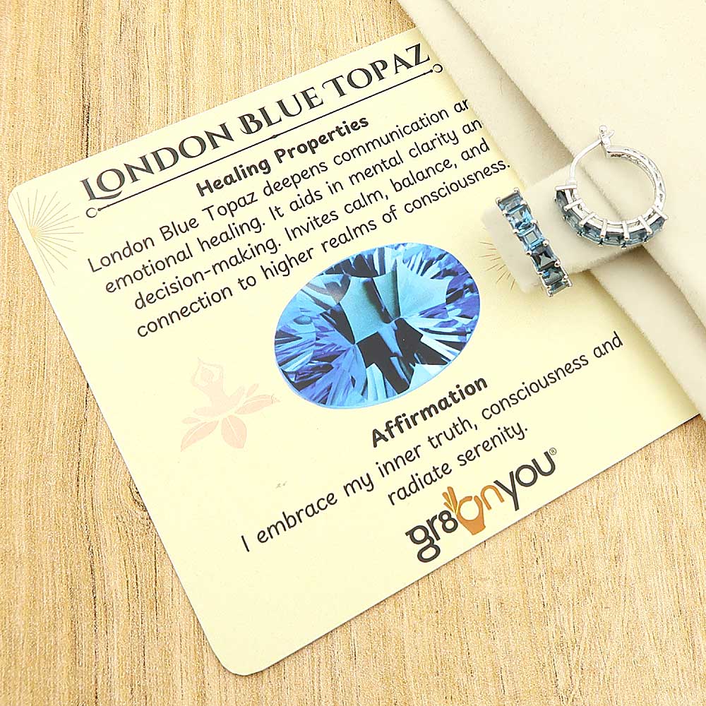 Rare London Blue Topaz 925 Silver Bold Statement Hoop Earrings | Tested by Experts