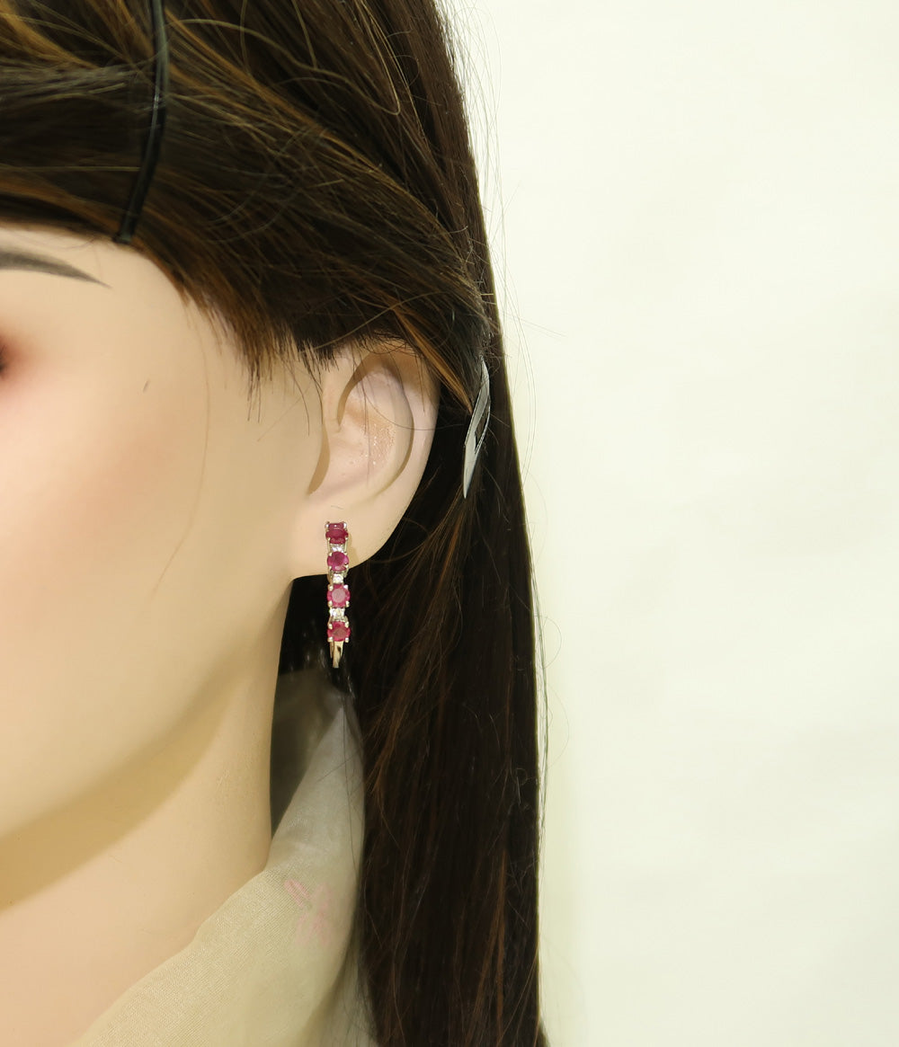 AAA Grade Prong Set Ruby Real 925 Silver Dainty Hoop Earrings | Style for Every Occasion