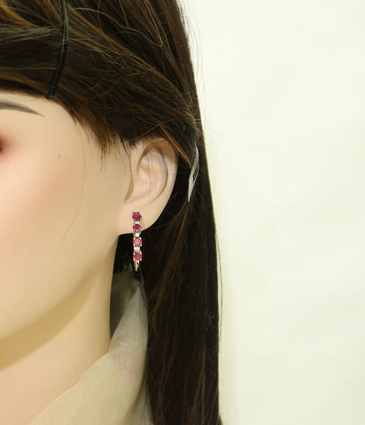 AAA Grade Prong Set Ruby Real 925 Silver Dainty Hoop Earrings | Style for Every Occasion