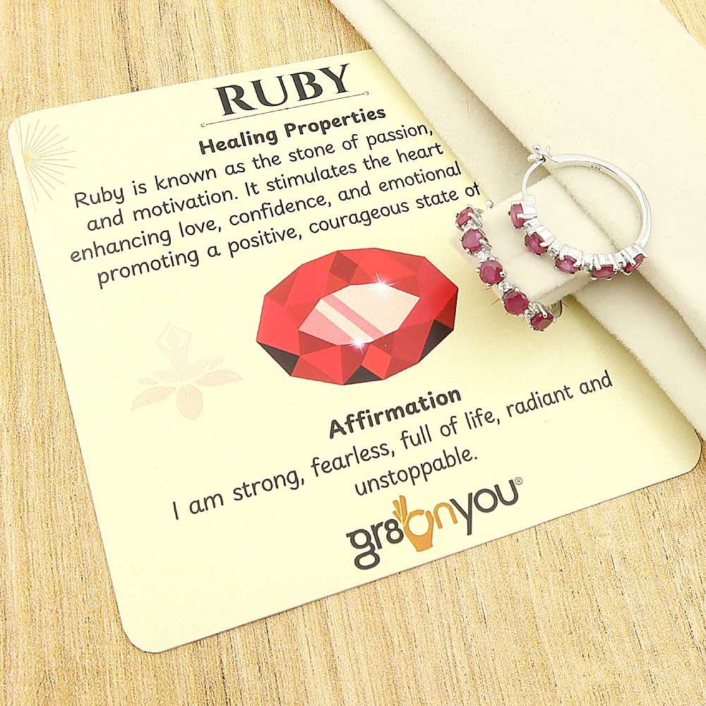 AAA Grade Prong Set Ruby Real 925 Silver Dainty Hoop Earrings | Style for Every Occasion