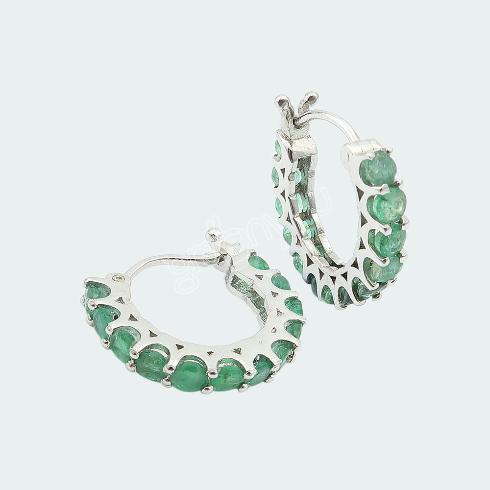Ethically Sourced Emerald 925 Sold Silver Teen Girl Hoop Earrings | Fits All Moods