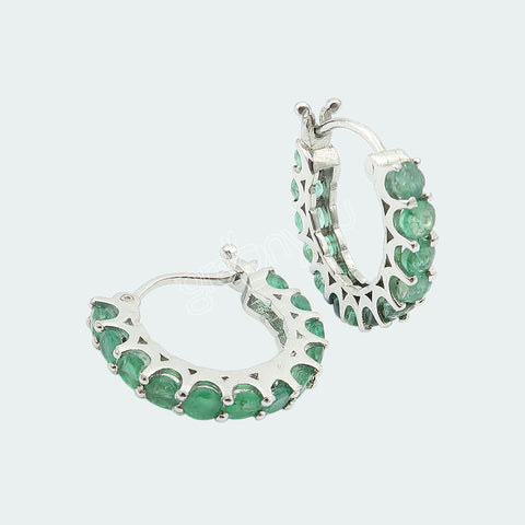 Ethically Sourced Emerald 925 Sold Silver Teen Girl Hoop Earrings | Fits All Moods