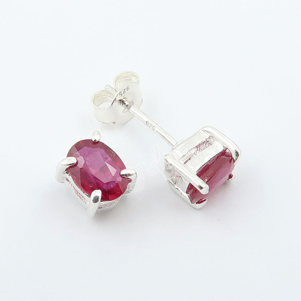 925 Silver AAA Grade Oval Ruby Stud Earrings | Gift-Wrapped | Unmissable Quality