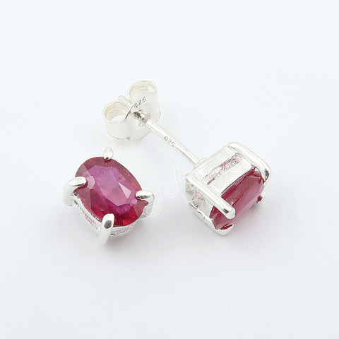 925 Silver AAA Grade Oval Ruby Stud Earrings | Gift-Wrapped | Unmissable Quality