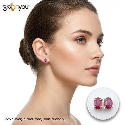 925 Silver AAA Grade Oval RUBY Stud Earrings | Gift-Wrapped | Unmissable Quality