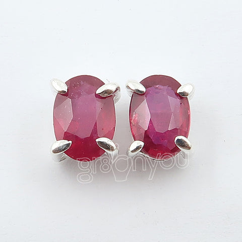 925 Silver AAA Grade Oval Ruby Stud Earrings | Gift-Wrapped | Unmissable Quality
