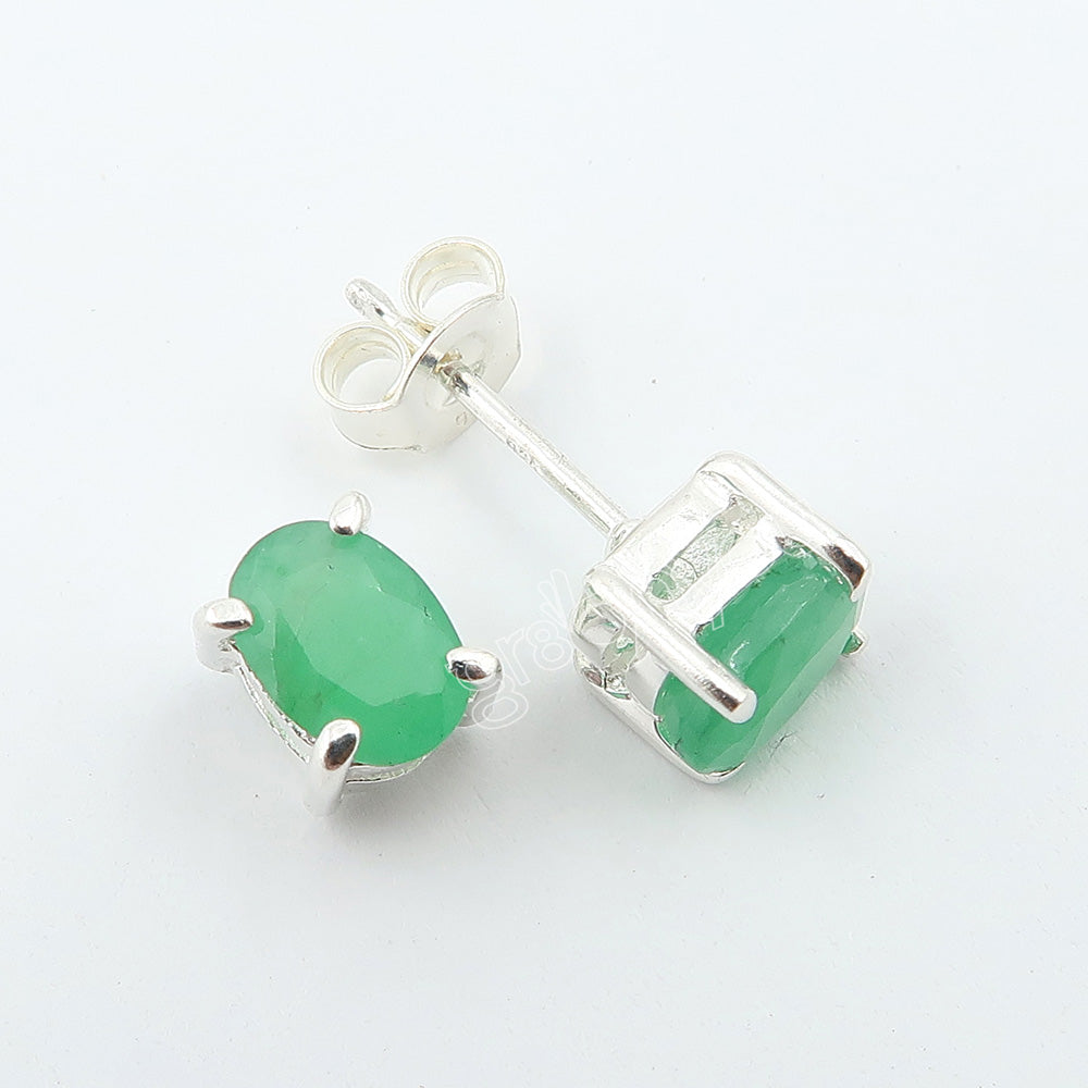 Sterling Silver Real Emerald Earrings | Gift Boxed | For Valentine's Day