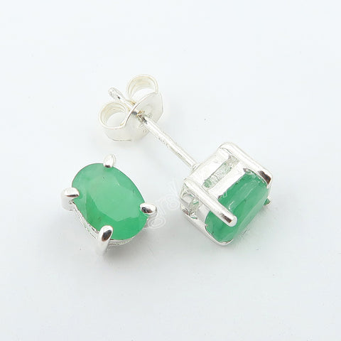 Sterling Silver Real Emerald Earrings | Gift Boxed | For Valentine's Day