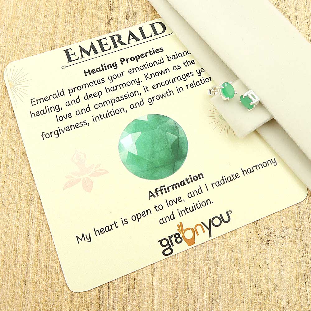 Sterling Silver Real Emerald Earrings | Gift Boxed | For Valentine's Day