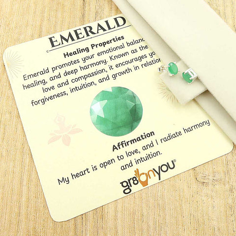 Sterling Silver Real Emerald Earrings | Gift Boxed | For Valentine's Day