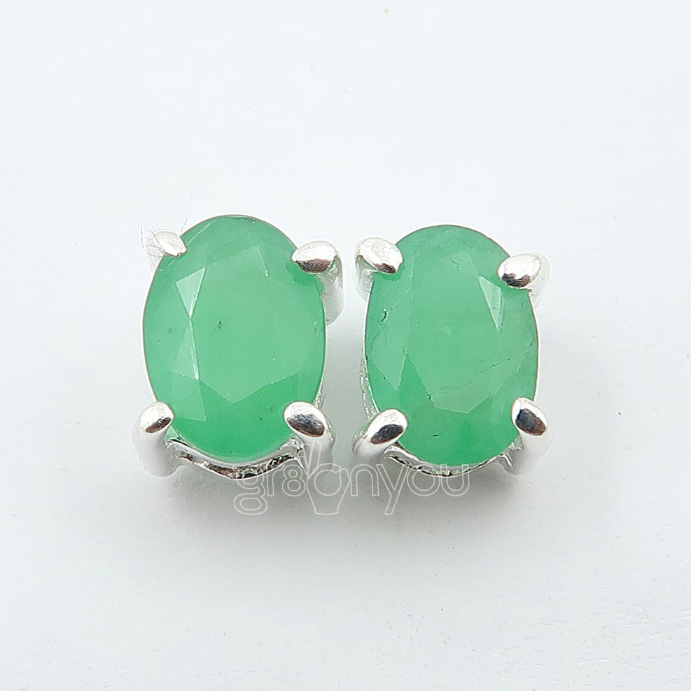 Sterling Silver Real Emerald Earrings | Gift Boxed | For Valentine's Day
