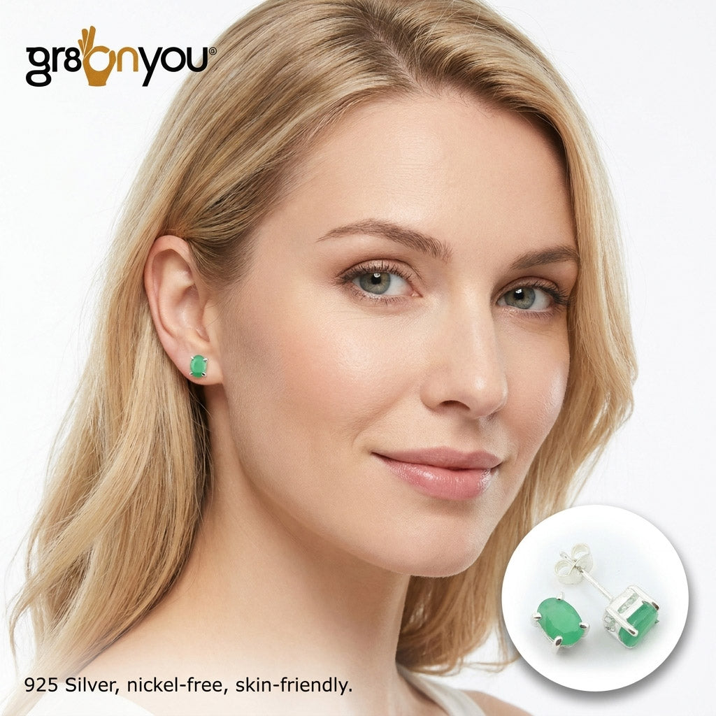 Sterling Silver Real EMERALD Earrings | Gift Boxed | For Valentine's Day