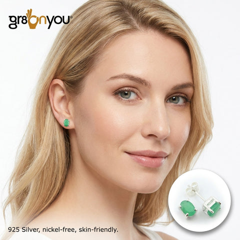 Sterling Silver Real EMERALD Earrings | Gift Boxed | For Valentine's Day