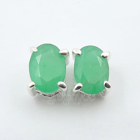 Sterling Silver Real Emerald Earrings | Gift Boxed | For Valentine's Day